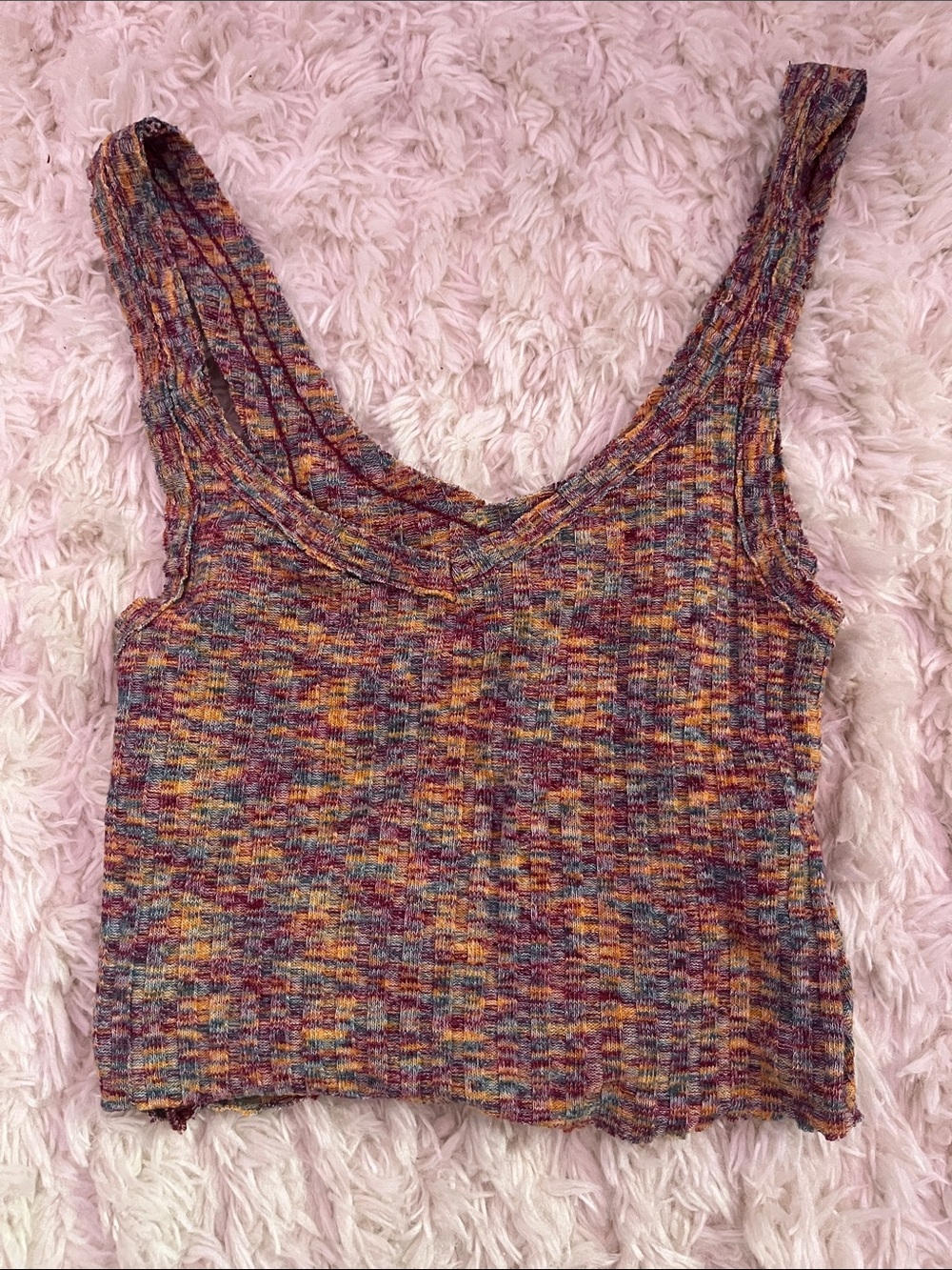 Urban Outfitters Multicolor Ribbed Crop Tank Size XS